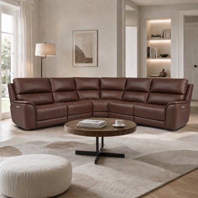 Canapé modulaire inclinable en cuir 123 po avec soutien lombaire réglable USB et USB-C 123 po