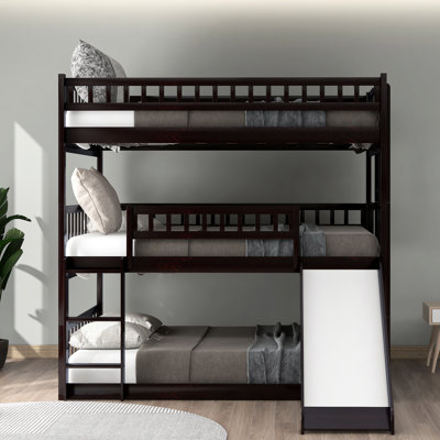 Color Triple Bunk Bed, Save Bedroom Space, Suitable For Families Provide Extra Sleeping Area, Construction