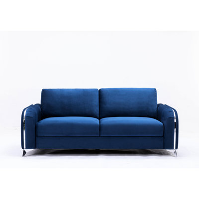 Velours bleu de 78,89 po Largeur pour une assise spacieuse remplie de mousse et durable
