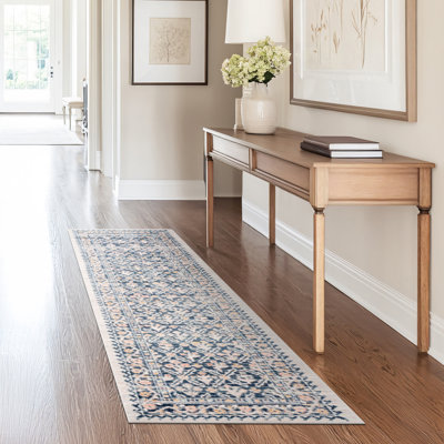 Alyssa Traditional Oriental Navy Polyester Area Rug