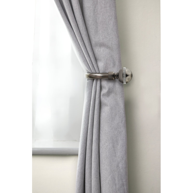 Bling Diamond 20cm Curtain Holdback, Black Silk