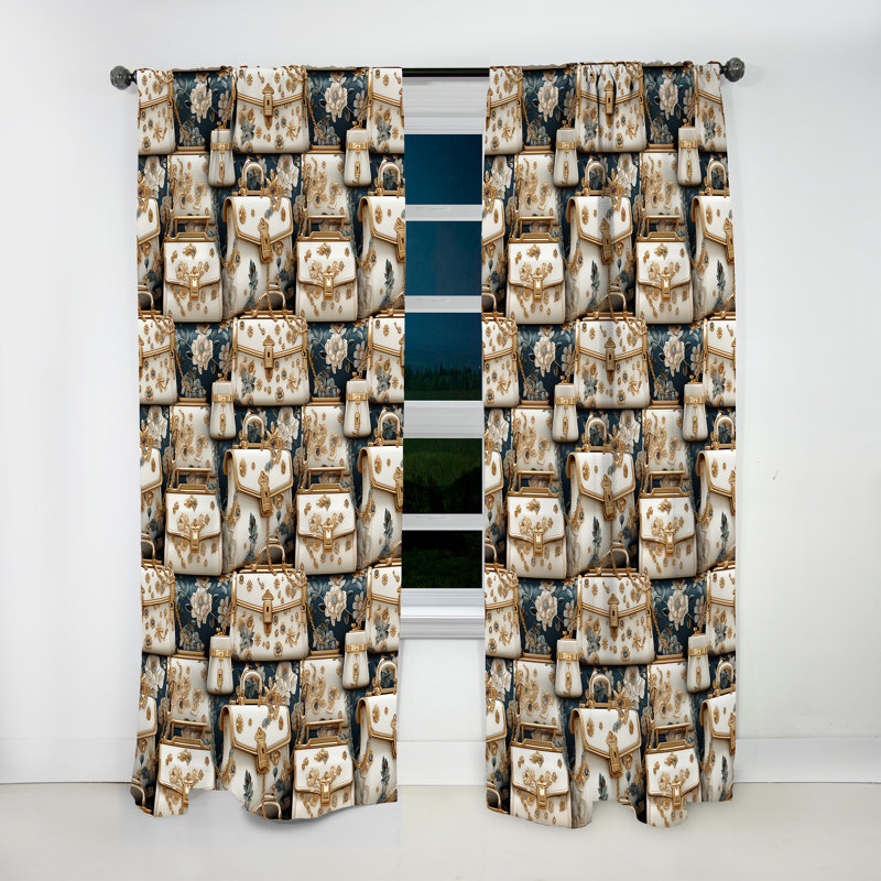 Destini Fashion Luxury Bag Pattern - Glam Curtain - Velvet Room Darkening - 1 Panel, 52" W x 108" L