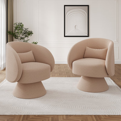 Upholstered Swivel Barrel Chair (Set Of 2)
