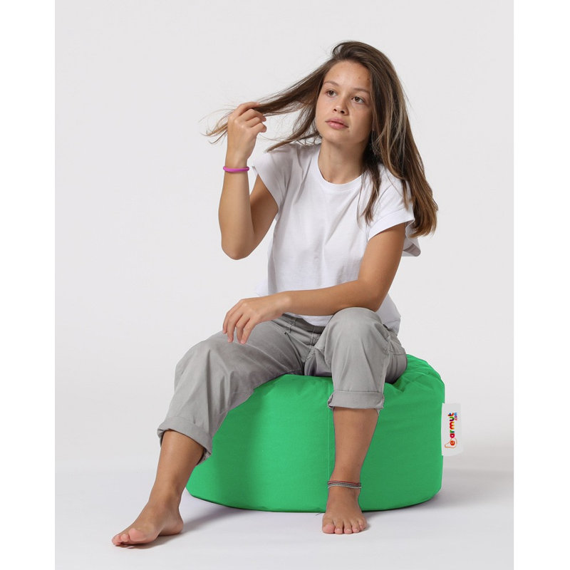 Pouf de jardin imperméable - 100% perle de styromousse originale, vert, 21,7 po de diamètre x 11,8 po de hauteur | 100% polyester, système de fermeture à glissière dissimulé, non doublé | Idéal pour le divertissement extérieur moderne et la détente