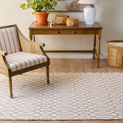 Tapis en coton taupe / crème Martha Stewart
