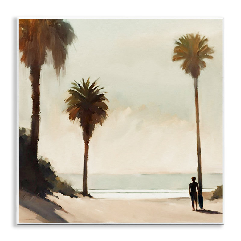 Art mural surfer avec palmiers tropicaux par Noah Bay