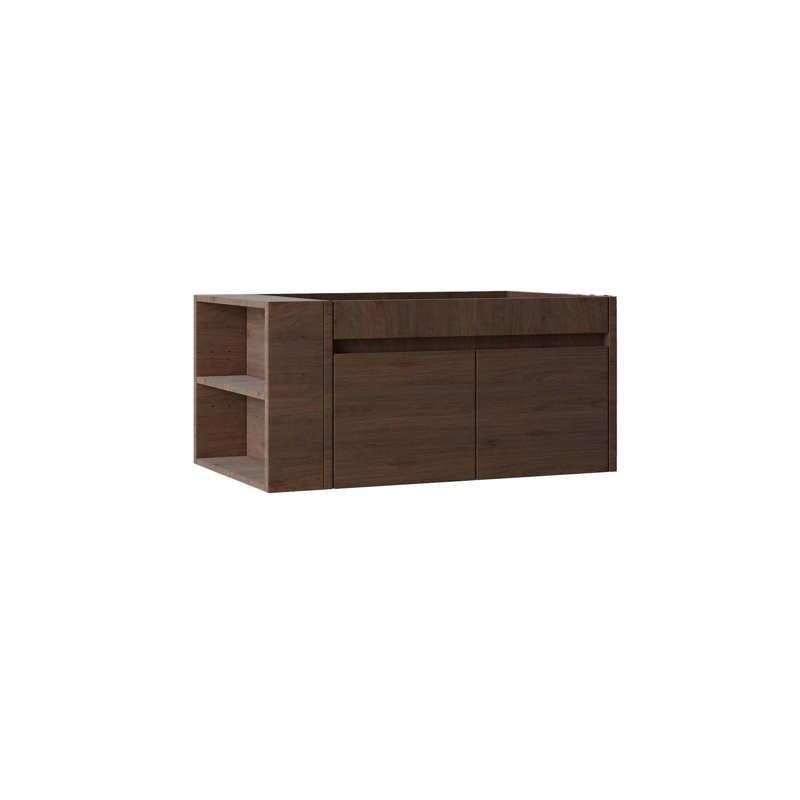 Meuble-lavabo flottant avec tiroirs à fermeture en douceur et rangement spacieux, Brun