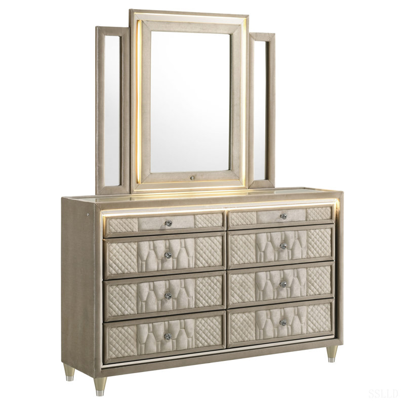 Commode 8 tiroirs avec miroir Mika