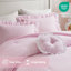Ensembles de literie romantiques roses, édredon en microfibre à double bordure à volants pour les chambres confortables