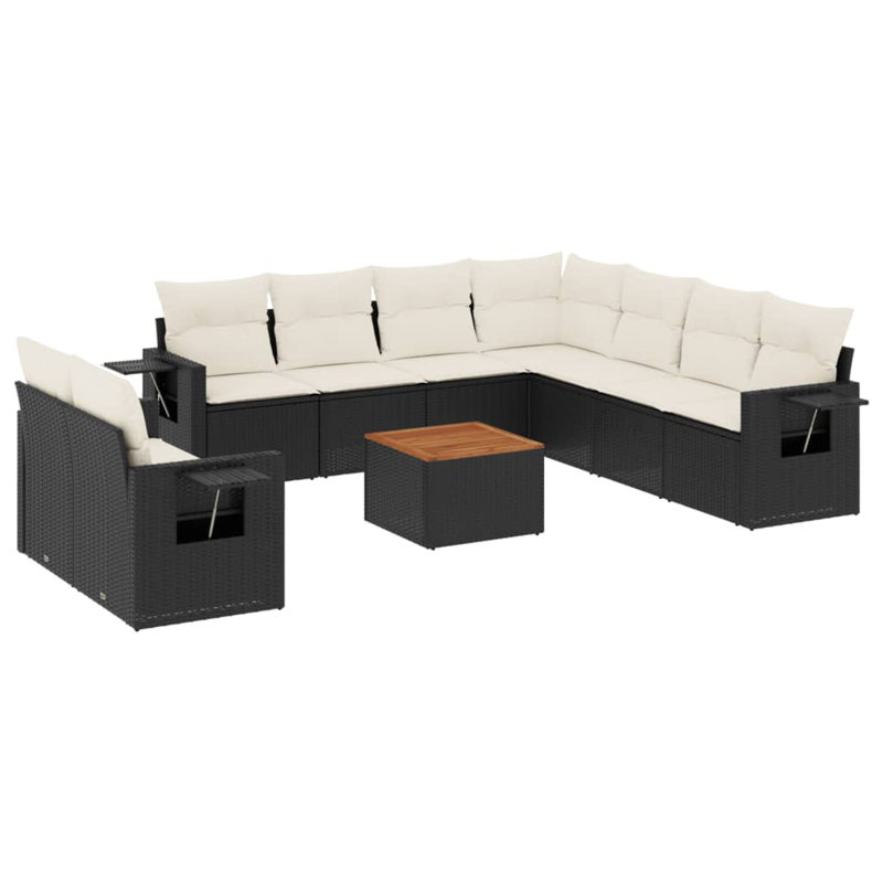 Vidaxl Garden Sofa Set Black, Cream White