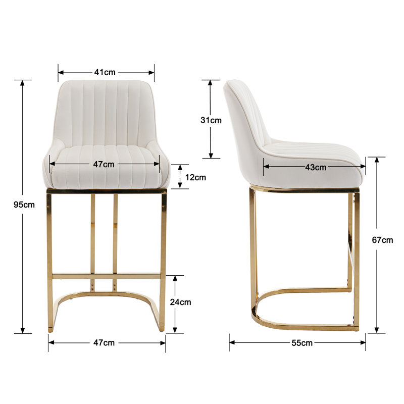 Besik Counter Stool with Metal Frame, White