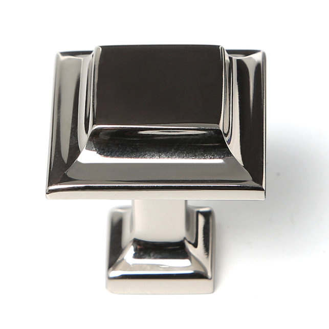 Millenium Square Knob, Polished Nickel, 1" H x 1" W x 1" D