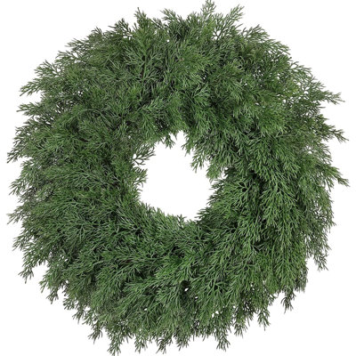 Christmas Wreath - Green - 26 Inch Realistic Pine And Cedar Wreath For Front Door, Window, Wall, Mantle, Porch, Indoor Or Outdoor Holiday Decor