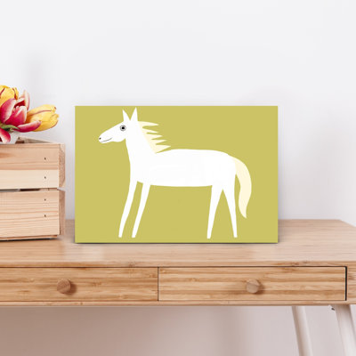 Happy White Horse Elegant Peaceful Contemporary Horse Nature Wall Art