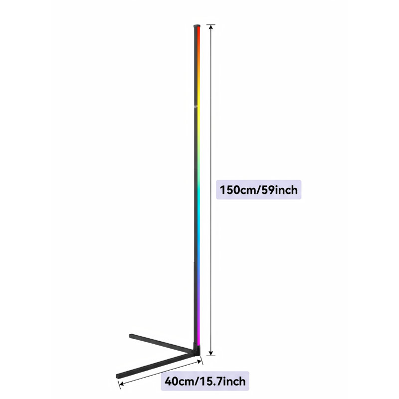 Corner Floor Lamp, RGB LED Corner Lamp With Music Sync, Smart App And Remote Control Color Changing Ambience Light, LED Lamp With 16 Million Colors For Bedroom, Living Room Gaming Room