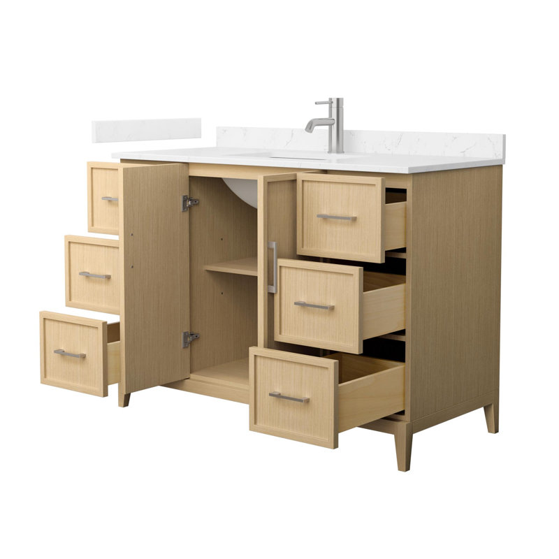 Elan 48'' W Vanity, Tan, Brushed Nickel, White Cultured Marble