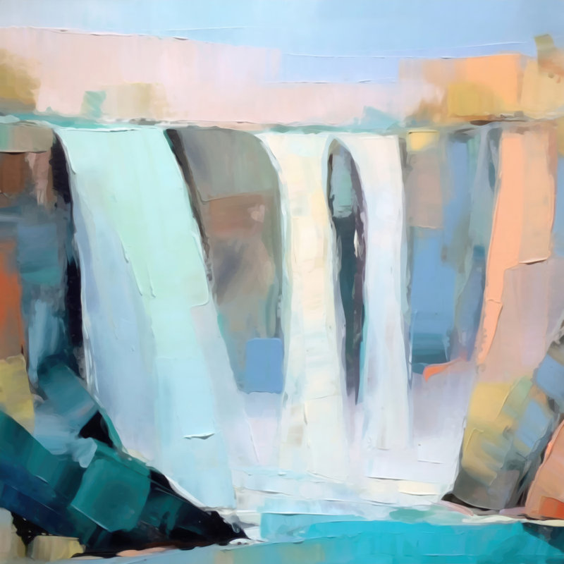 "Chutes d'eau 1" sur toile, H 15 po x l 15 po