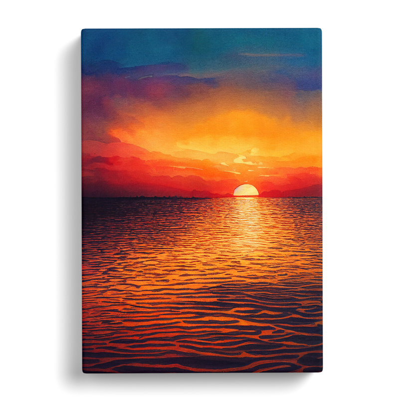 Striking Ocean Sunset No.4 - Wrapped Canvas, 50cm H x 35cm W x 3cm D