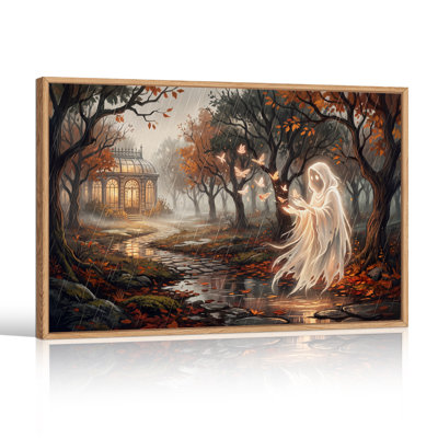 Esprit lumineux dans une forêt d'automne - Toile murale d'Halloween