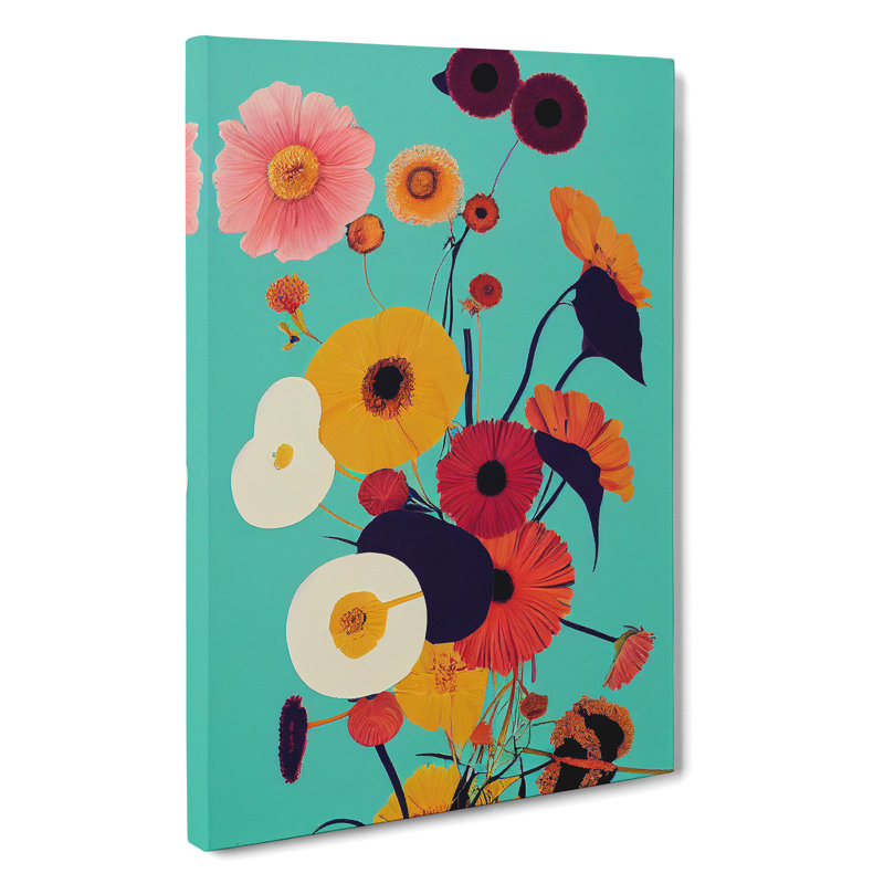 Retro Flowers No.4 - Wrapped Canvas Print, 60cm H x 40cm W x 3cm D