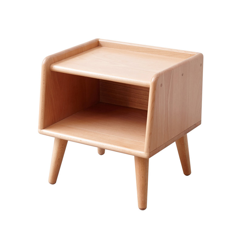 Table de chevet de style européen - Table de chevet en bois de hêtre massif de couleur naturelle