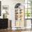 Modern Arched Cabinet With Glass Doors, Auto Sensor Light Farmhouse Arch Storage Cabinet With Height Adjustable Shelf And 2 Drawers, Living Room Cabinet-193317039