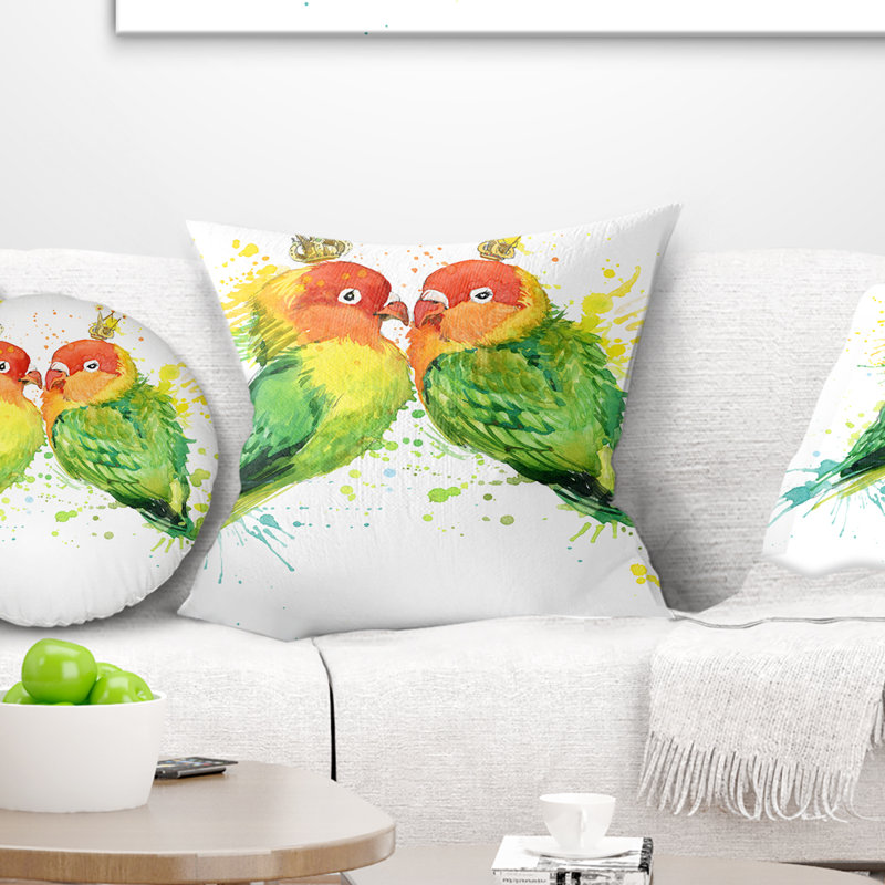 Coussin perroquets de la famille animal aquarelle, 16 po x 1 po, Coussin décoratif