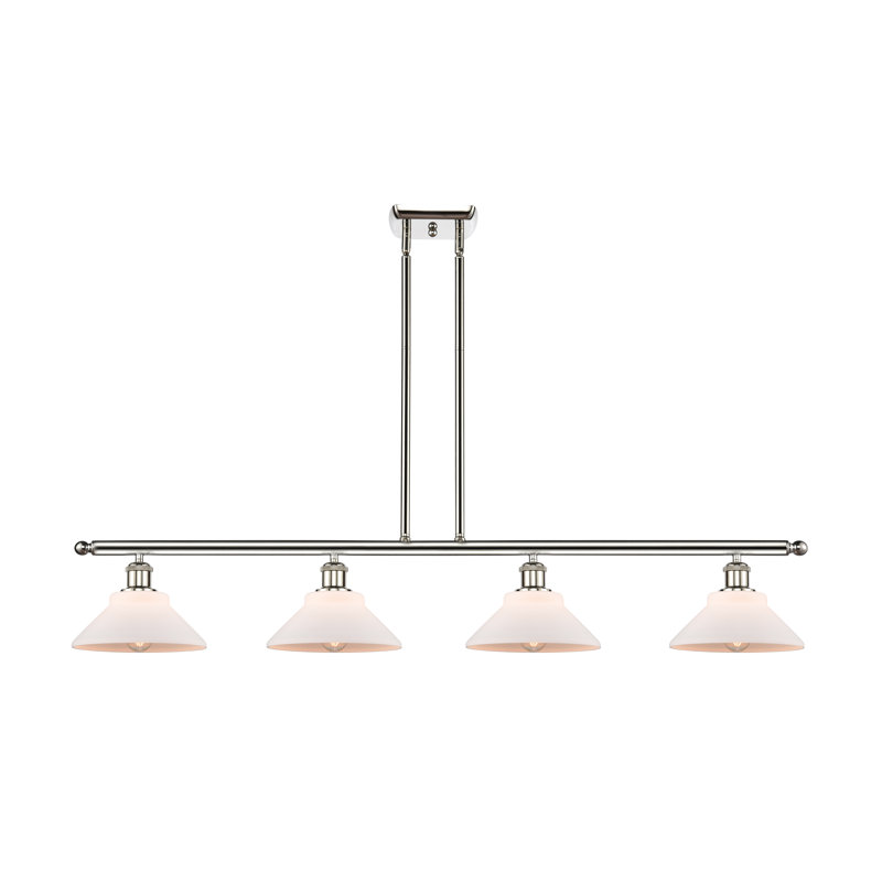 Luminaire suspendu linéaire à 4 lumières pour îlot de cuisine Newton St Loe, Ampoule DEL 6 watts Vinage, Nickel poli