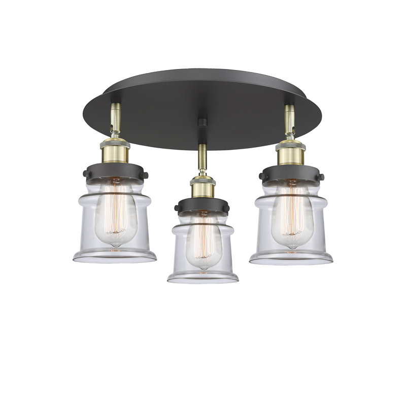 Alvi Glass Flush Mount, Clear, Black Antique Brass