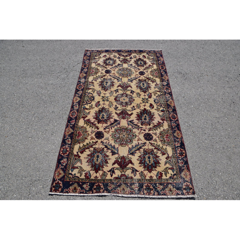 Tapis turc rétro vintage rouge pour la cuisine ou la chambre à coucher