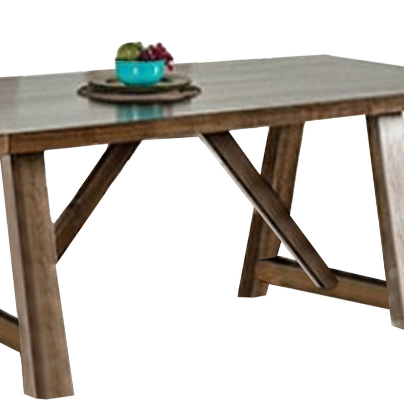 Jule 76" Brown Solid Wood Farmhouse Dining Table with Trestle Base