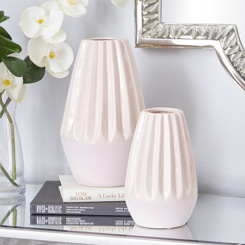 Ensemble de vases décoratifs faits à la main en céramique rose