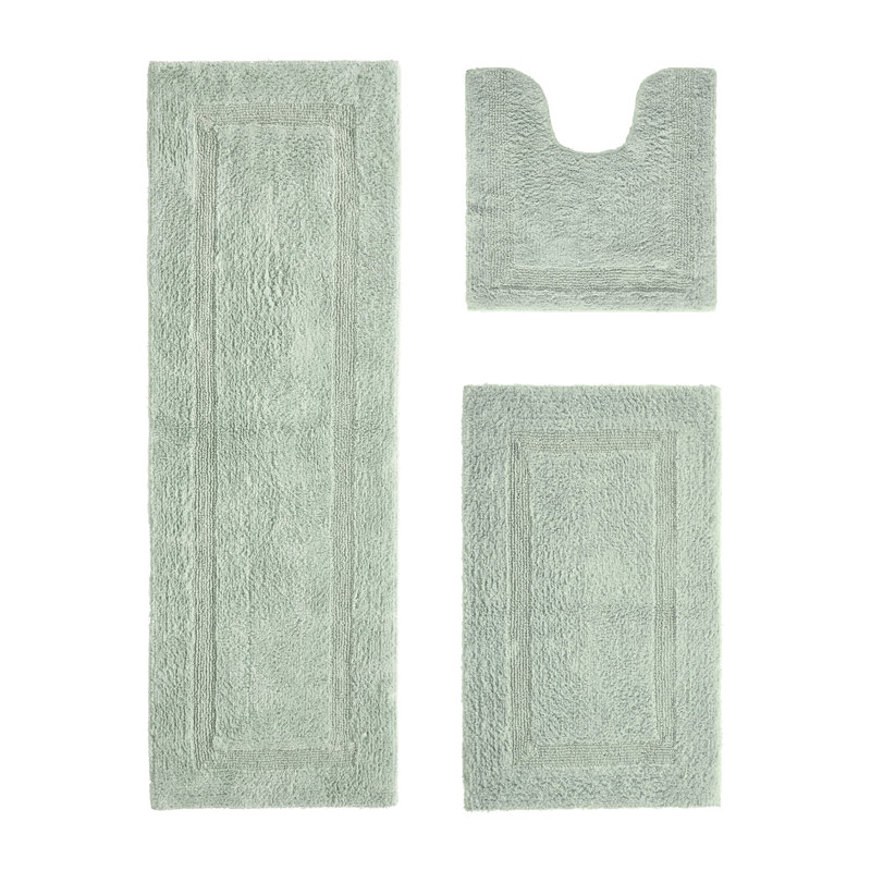 Annerose Premium 100% Cotton 3 Piece Bath Rug Sets, Machine Washable, Super Absorbent & Tufted Weave Reversible Bath Mat for Bathroom, Shower, and Tub, Oeko-Tex Certified Bathroom Rugs