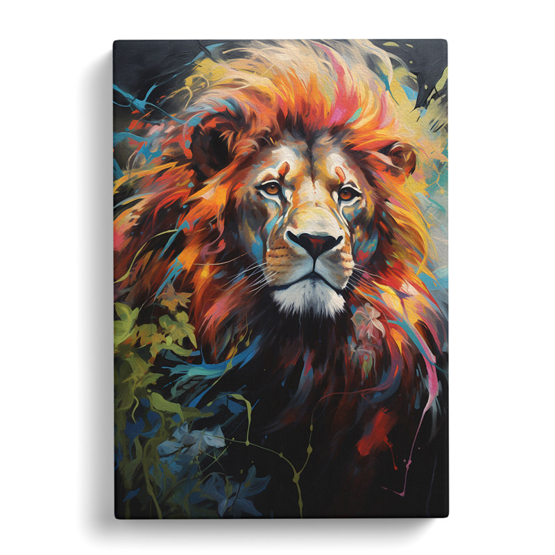 Lion Hard Edge Painting Art - No Frame Print, 76cm H x 50cm W x 3cm D