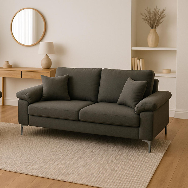 Modern Sofa 2 and 1 Seaters Set Fabric with Chrome Feet - Comfortable Couch with Cushion for Living Room, Bedroom or Office