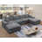 Upholstered Chenille Modular U-sectional Sofa Double Chaise, Two Oversized Ottomans-1163082876