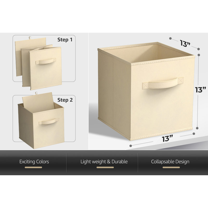 Grands cubes de rangement pliables 13 "avec poignées 13 pièces, beige, Beige