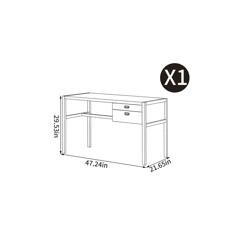 bureau stable de style italien, Noir, H 29,53 po x l 47,24 po x P 21,65 po