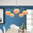5-Light Chandelier With Gradient Orange Glass Shades, Modern And Cozy Design For Living Rooms And Bedrooms