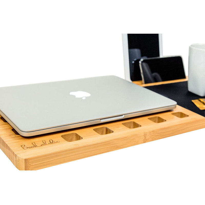 Bureau Inbox Zero Bamboo Lap avec trous d'aération et tapis de souris intégré