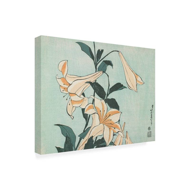 Art floral sur toile Katsushika Hokusai, H 14 po x l 19 po x P 2 po