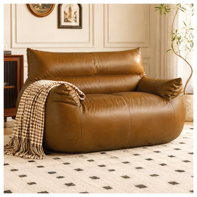PBPMSR - Pouf poire, canapé poire - Grand canapé en forme de poire pour adultes, adolescents et enfants, idéal pour le salon, la chambre ou les dortoirs. Tissu technique aspect cuir, marron.