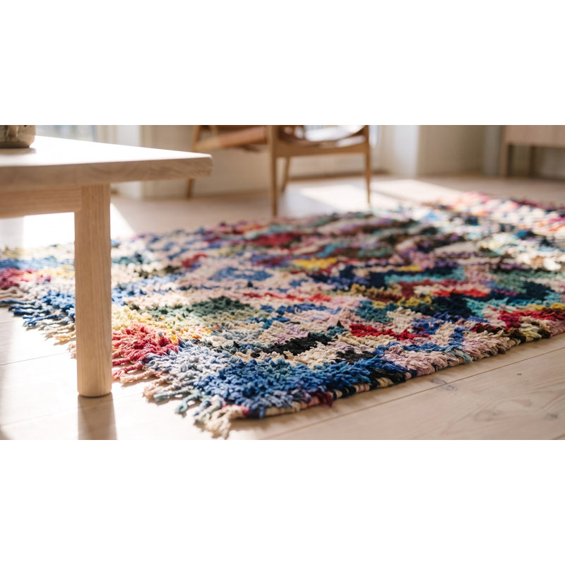 Antique Moroccan - Boucherouitte Moroccan Multicolor 1940s Rug