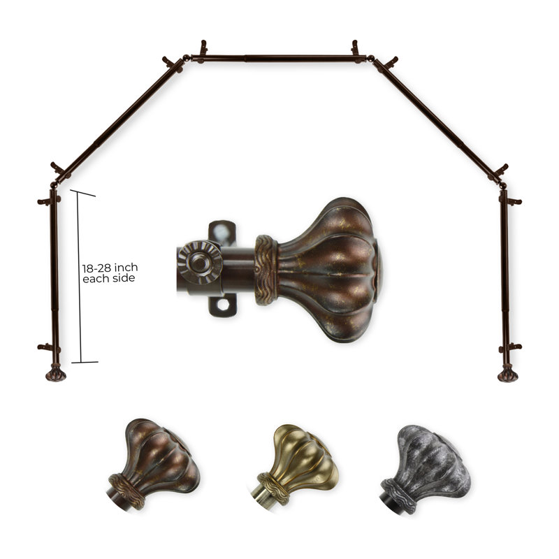 Tringle à rideaux simple ajustable Darcey, Cacao, 18 à 28 po (de chaque côté)