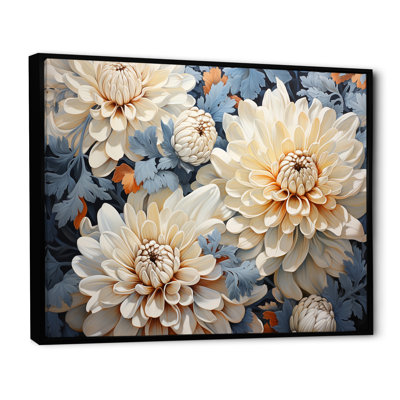 «White and Blue Chrysanthemums», mosaïque sur toile