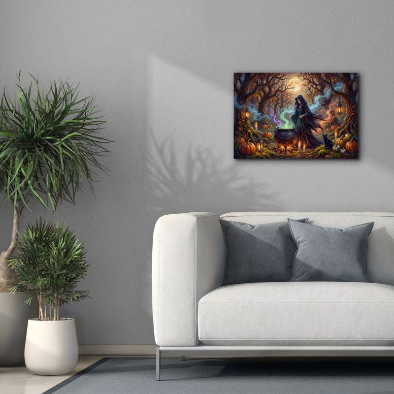 " Halloween Witch Cauldron " Print, 26 po x 18 po