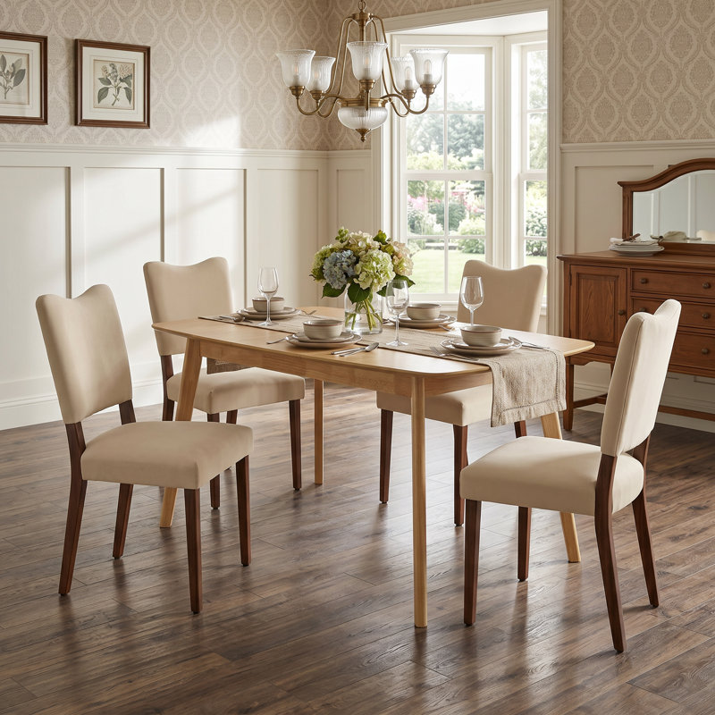 Table de salle à manger extensible 5 pièces 47 "à 58,7" avec 4 chaises, Beige, Beige