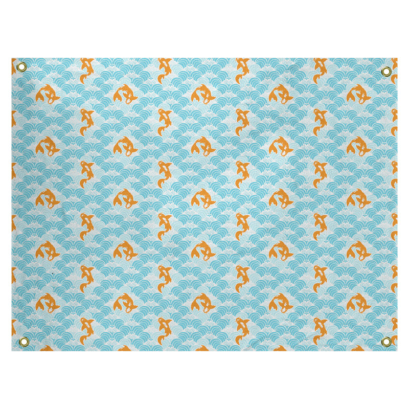 Koi poissons et vagues par katelyn elizabeth tapisserie Avicia, Intérieur / extérieur, H 51,5 po x l 60,5 po