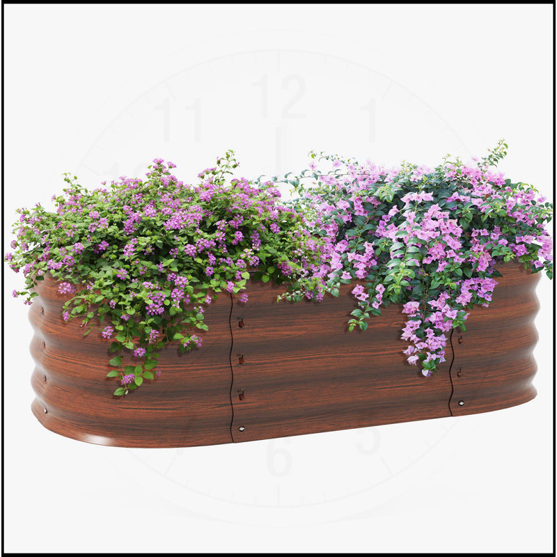 Ensemble de lit de jardin surélevé galvanisé, H 11,75 po x l 41,25 po x P 41,25 po, Brun