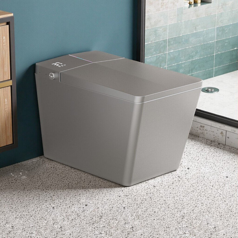 Toilette moderne carrée intelligente avec télécommande, siège chauffant, chasse d'eau automatique et capteur de pied